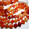 14 inches - so -- gorgeous - orange - colour - multy - shaded - carnelian - smooth - polished - squar - shape fancy beads - size 5 - 7 mm approx